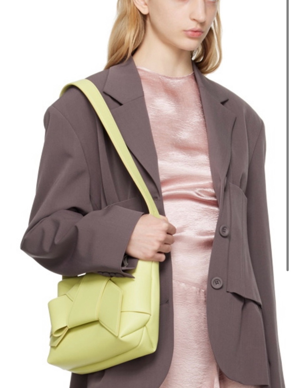 Acne Studios Musubi knotted Pale Sage Leather Shoulder Bag with Sculptural Bow - Picture 14 of 14